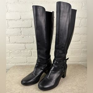 Adrienne Vittadini Gavin Tall Black Leather Boots Women’s Size 8.5 EUC